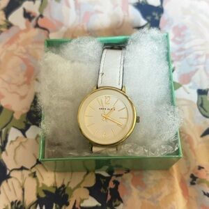 Anne Klein Gold-Tone Watch with White Strap